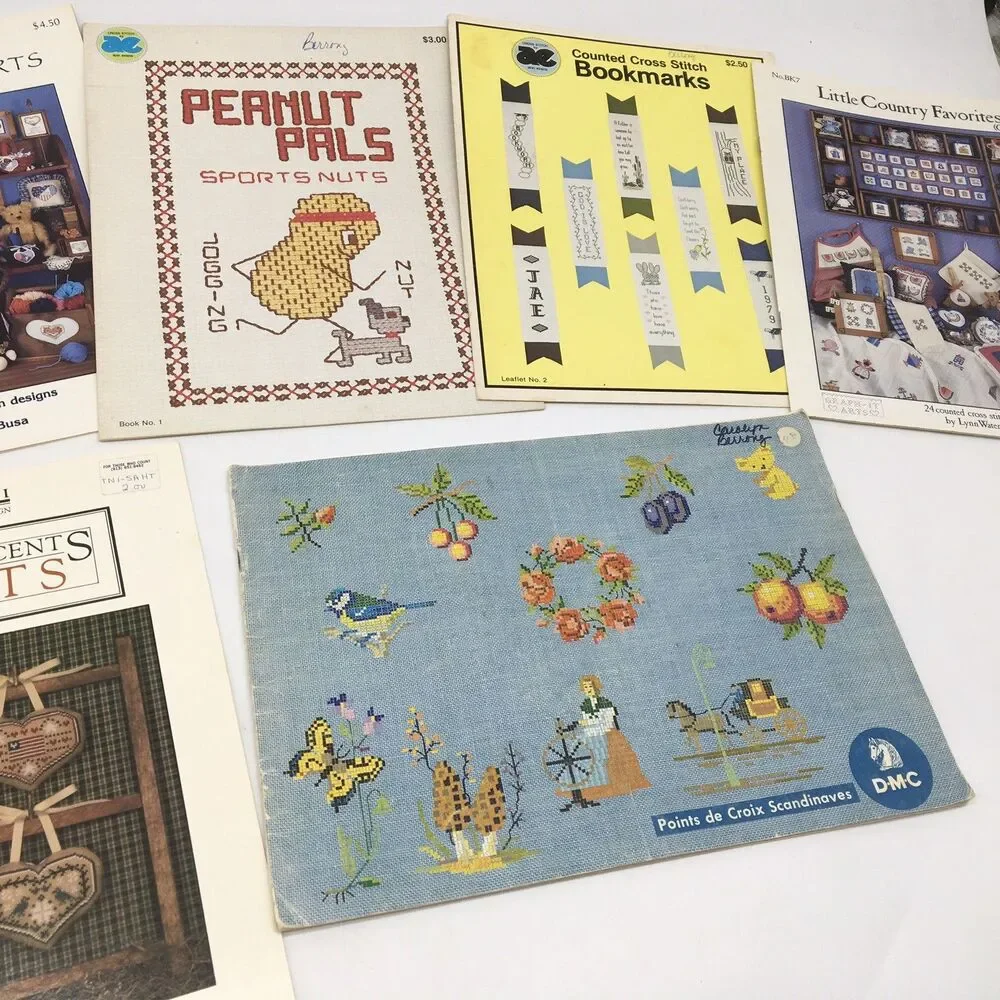 Vintage Counted Cross Stitch Books & Leaflets Peanut Pals Country Hearts Bears